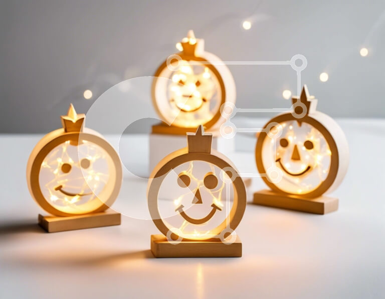 Intra Συλλεκτικό Ξύλινο Παζλ Plywood  4mm - Ξύλινα φωτάκια κολοκύθας για το Halloween Σε Ξύλινο Κουτί - Διαστάσεις: 10x10 cm – 25 κομμάτια