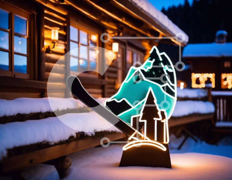 Intra Συλλεκτικό Ξύλινο Παζλ Plywood  4mm - Χιονισμένη καμπίνα με πινακίδα σκι Σε Ξύλινο Κουτί - Διαστάσεις: 10x10 cm – 25 κομμάτια