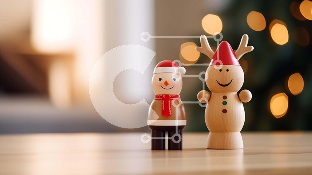 Intra Συλλεκτικό Ξύλινο Παζλ Plywood  4mm - Ξύλινα ειδώλια χιονάνθρωπου και ταράνδων Σε Ξύλινο Κουτί - Διαστάσεις: 10x10 cm – 25 κομμάτια