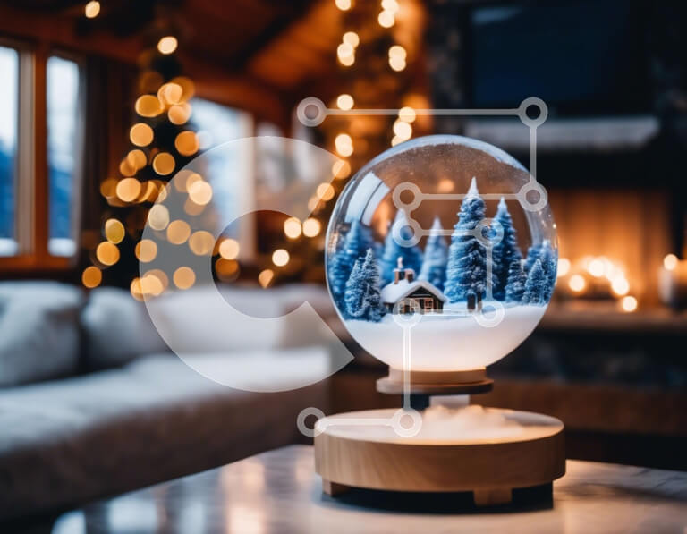 Intra Συλλεκτικό Ξύλινο Παζλ Plywood  4mm - Snow Globe στο διακοσμητικό τραπεζάκι σαλονιού στο σαλόνι Σε Ξύλινο Κουτί - Διαστάσεις Puzzle: 10x10 cm – 25 κομμάτια