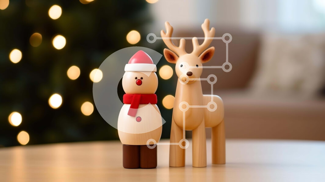 Intra Συλλεκτικό Ξύλινο Παζλ Plywood  4mm - Ξύλινα ειδώλια ταράνδων που γιορτάζουν την περίοδο των διακοπών Σε Ξύλινο Κουτί - Διαστάσεις: 10x10 cm – 25 κομμάτια