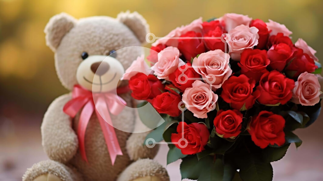 Intra Συλλεκτικό Ξύλινο Παζλ Plywood  4mm - Ρομαντικό αρκουδάκι με τριαντάφυλλα Σε Ξύλινο Κουτί - Διαστάσεις: 10x10 cm – 25 κομμάτια