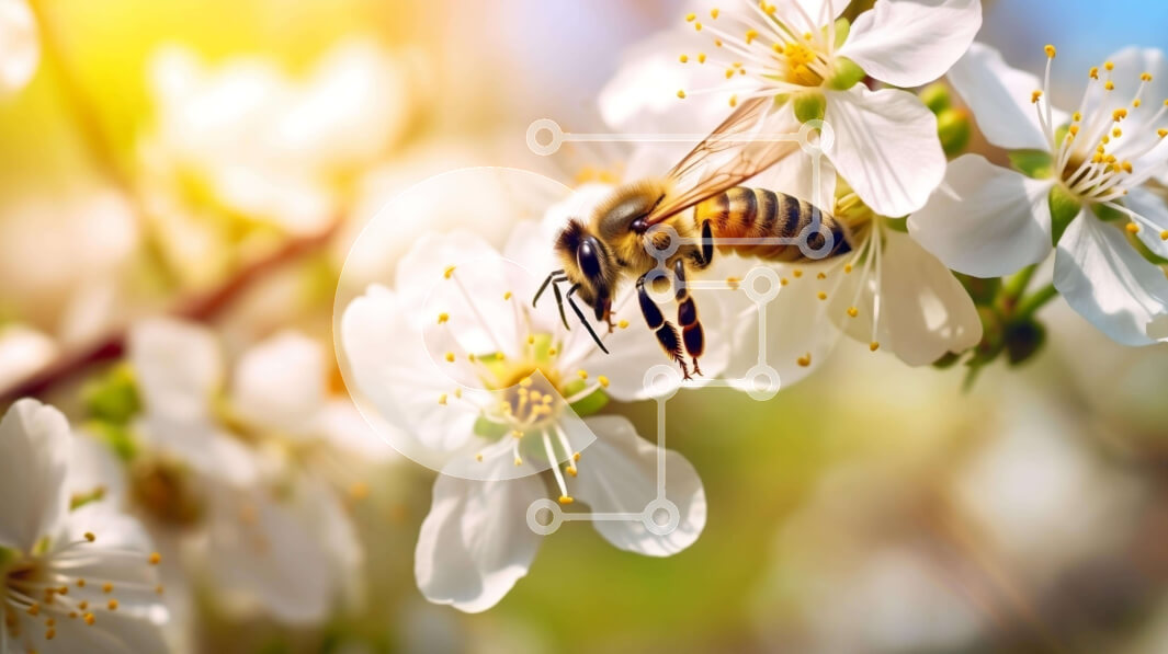 Intra Συλλεκτικό Ξύλινο Παζλ Plywood  4mm - Μέλισσα σε άνθη αμυγδαλιάς Σε Ξύλινο Κουτί - Διαστάσεις: 10x10 cm – 25 κομμάτια