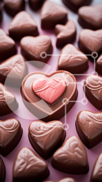 Intra Συλλεκτικό Ξύλινο Παζλ Plywood  4mm - Ποικιλία καραμέλες σοκολάτας σε ροζ φόντο Σε Ξύλινο Κουτί - Διαστάσεις: 10x10 cm – 25 κομμάτια