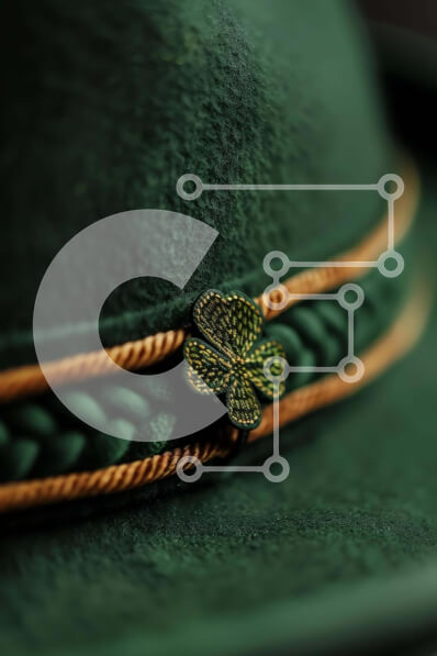 Intra Συλλεκτικό Ξύλινο Παζλ Plywood  4mm - Πράσινο καπέλο του Αγίου Πατρικίου με ιρλανδικό τριφύλλι Σε Ξύλινο Κουτί - Διαστάσεις: 10x10 cm – 25 κομμάτια