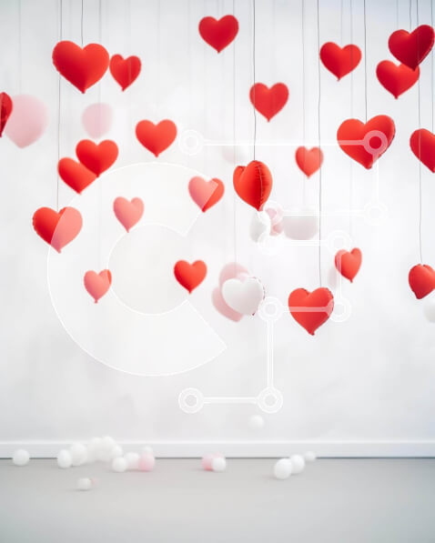 Intra Συλλεκτικό Ξύλινο Παζλ Plywood  4mm - Κόκκινα και λευκά μπαλόνια σε σχήμα καρδιάς για τον εορτασμό ειδικών περιστάσεων Σε Ξύλινο Κουτί - Διαστάσεις: 10x10 cm – 25 κομμάτια