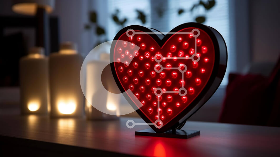 Intra Συλλεκτικό Ξύλινο Παζλ Plywood  4mm - Ρομαντική διακόσμηση του Αγίου Βαλεντίνου με φως σε σχήμα καρδιάς και κεριά Σε Ξύλινο Κουτί - Διαστάσεις: 10x10 cm – 25 κομμάτια