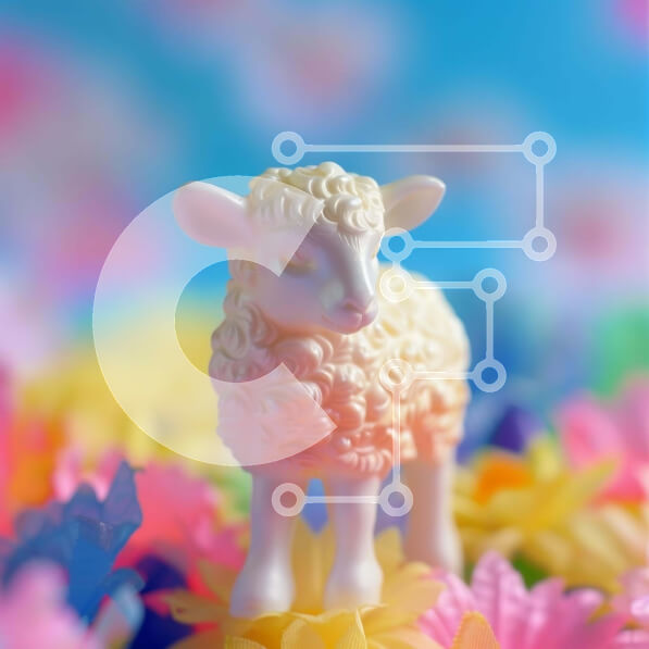 Intra Συλλεκτικό Ξύλινο Παζλ Plywood  4mm - Λευκό ειδώλιο προβάτου σε πολύχρωμα λουλούδια Σε Ξύλινο Κουτί - Διαστάσεις: 10x10 cm – 25 κομμάτια