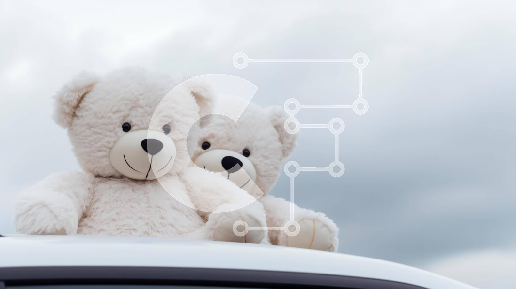 Intra Συλλεκτικό Ξύλινο Παζλ Plywood  4mm - Δύο λευκά αρκουδάκια που κάθονται στην κουκούλα αυτοκινήτου Σε Ξύλινο Κουτί - Διαστάσεις: 10x10 cm – 25 κομμάτια