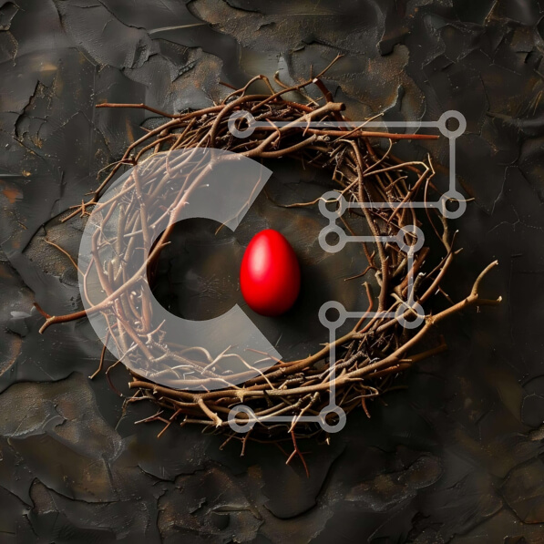 Intra Συλλεκτικό Ξύλινο Παζλ Plywood  4mm - Κόκκινο αυγό φωλιασμένο σε ένα παλιό στεφάνι δέντρου Σε Ξύλινο Κουτί - Διαστάσεις: 10x10 cm – 25 κομμάτια