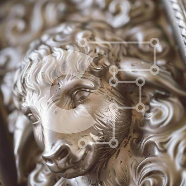 Intra Συλλεκτικό Ξύλινο Παζλ Plywood  4mm - Περίτεχνα σκαλιστό ασημένιο κεφάλι προβάτου σε κοντινή απόσταση Σε Ξύλινο Κουτί - Διαστάσεις: 10x10 cm – 25 κομμάτια