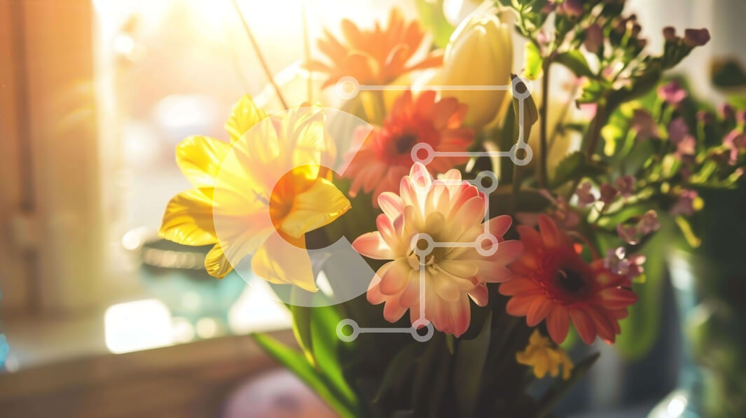 Intra Συλλεκτικό Ξύλινο Παζλ Plywood  4mm - Βάζο με πολύχρωμα λουλούδια στο φως του ήλιου Σε Ξύλινο Κουτί - Διαστάσεις: 10x10 cm – 25 κομμάτια