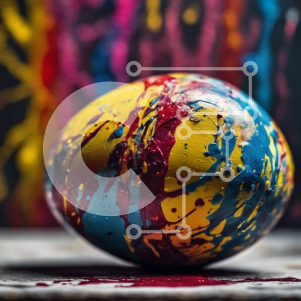 Intra Συλλεκτικό Ξύλινο Παζλ Plywood  4mm - Πολύχρωμο Πασχαλινό αυγό σε πιτσιλισμένο χρώμα Σε Ξύλινο Κουτί - Διαστάσεις Puzzle: 10x10 cm – 25 κομμάτια