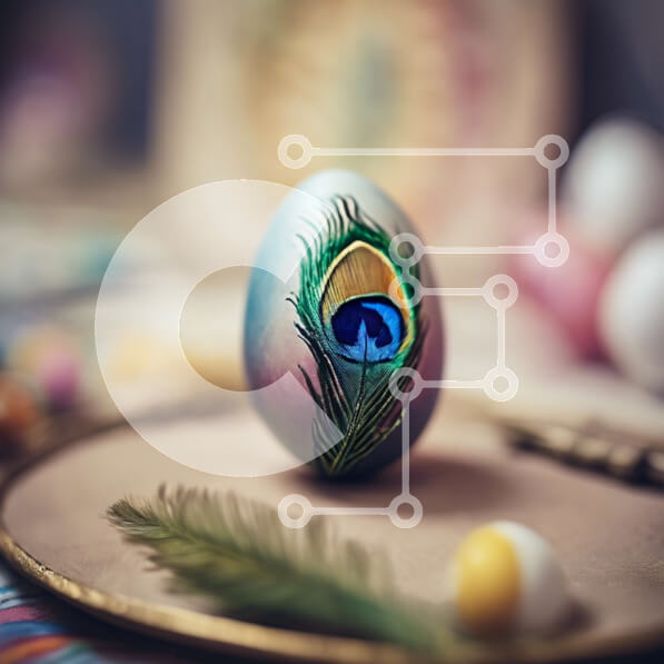 Intra Συλλεκτικό Ξύλινο Παζλ Plywood  4mm - Πολύχρωμο πασχαλινό αυγό με διακόσμηση με φτερά παγωνιού Σε Ξύλινο Κουτί - Διαστάσεις: 10x10 cm – 25 κομμάτια