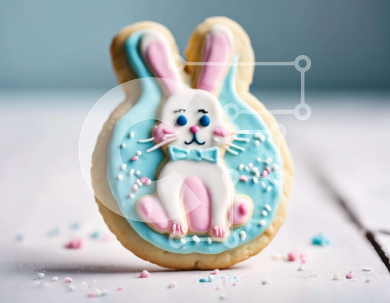 Σετ των 2 Intra Συλλεκτικό Ξύλινο Παζλ Plywood  4mm - Πασχαλινό μπισκότο σε σχήμα λαγουδάκι με γλάσο και πασπάλισμα Σε Ξύλινο Κουτί - Διαστάσεις: 10x10 cm – 25 κομμάτια