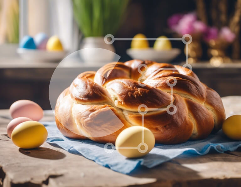 Σετ των 2 Intra Συλλεκτικό Ξύλινο Παζλ Plywood  4mm - Γιορτή άρτου και αυγών του Πάσχα Σε Ξύλινο Κουτί - Διαστάσεις: 10x10 cm – 25 κομμάτια