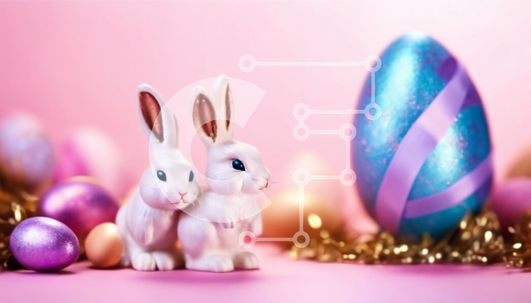 Intra Συλλεκτικό Ξύλινο Παζλ Plywood  4mm - Πασχαλινά λαγουδάκια και αυγά σε ροζ φόντο Σε Ξύλινο Κουτί - Διαστάσεις: 10x10 cm – 25 κομμάτια