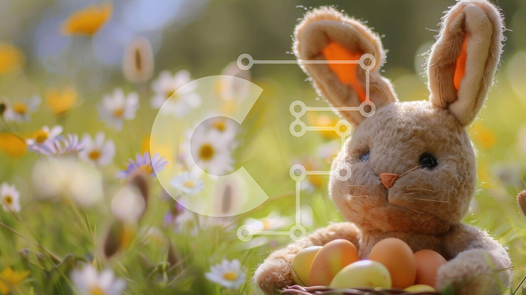 Intra Συλλεκτικό Ξύλινο Παζλ Plywood  4mm - Πασχαλινό λαγουδάκι με πασχαλινά αυγά στο γρασίδι Σε Ξύλινο Κουτί - Διαστάσεις Puzzle: 10x10 cm – 25 κομμάτια