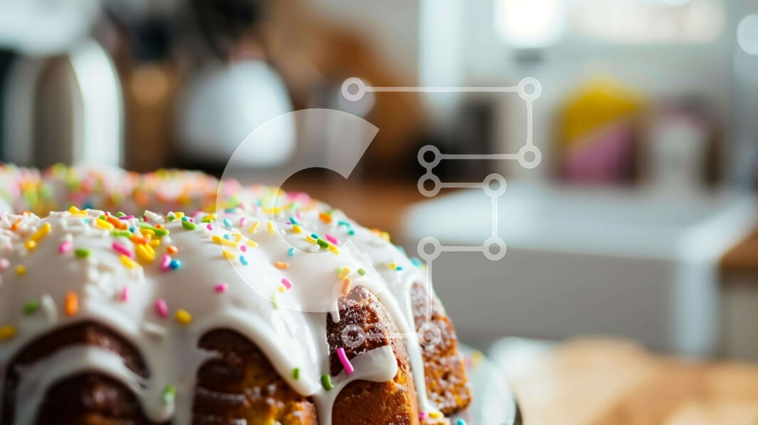 Σετ των 2 Intra Συλλεκτικό Ξύλινο Παζλ Plywood  4mm - Πολύχρωμο Sprinkle Bundt Cake με γλάσο στο πιάτο Σε Ξύλινο Κουτί - Διαστάσεις: 10x10 cm – 25 κομμάτια