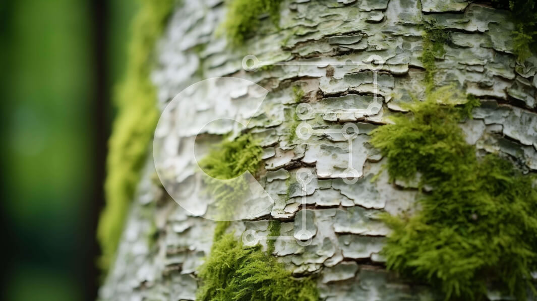 Intra Συλλεκτικό Ξύλινο Παζλ Plywood  4mm - Κοντινό πλάνο του κορμού δέντρου με βρύα και λειχήνες Σε Ξύλινο Κουτί - Διαστάσεις: 10x10 cm – 25 κομμάτια