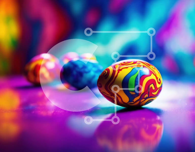 Intra Συλλεκτικό Ξύλινο Παζλ Plywood  4mm - Πολύχρωμα Πασχαλινά αυγά σε ζωντανό φόντο Σε Ξύλινο Κουτί - Διαστάσεις: 10x10 cm – 25 κομμάτια