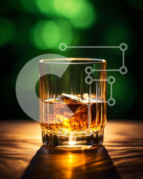 Σετ των 2 Intra Συλλεκτικό Ξύλινο Παζλ Plywood  4mm - Ποτήρι ουίσκι με παγάκια σε ξύλινο τραπέζι Σε Ξύλινο Κουτί - Διαστάσεις: 10x10 cm – 25 κομμάτια