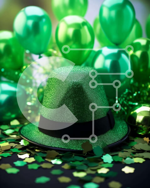 Intra Συλλεκτικό Ξύλινο Παζλ Plywood  4mm - Γιορτή του Αγίου Πατρικίου με πράσινο καπέλο και μπαλόνια Σε Ξύλινο Κουτί - Διαστάσεις: 10x10 cm – 25 κομμάτια