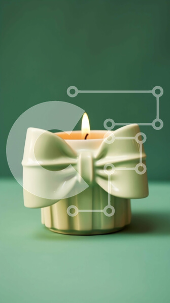 Intra Συλλεκτικό Ξύλινο Παζλ Plywood  4mm - Λευκό κερί με κομψό σχέδιο παπιγιόν σε πράσινο φόντο Σε Ξύλινο Κουτί - Διαστάσεις: 10x10 cm – 25 κομμάτια