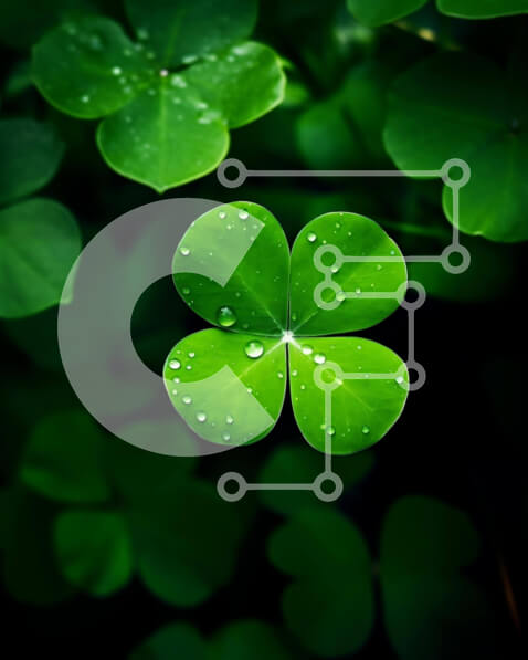 Intra Συλλεκτικό Ξύλινο Παζλ Plywood  4mm - Τετράφυλλο τριφύλλι με σταγονίδια νερού Σε Ξύλινο Κουτί - Διαστάσεις: 10x10 cm – 25 κομμάτια