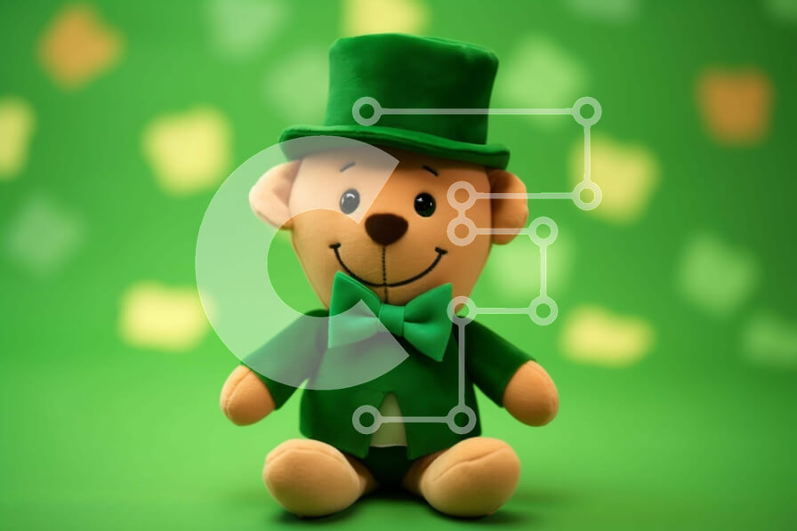 Intra Συλλεκτικό Ξύλινο Παζλ Plywood  4mm - Αρκουδάκι του Αγίου Πατρικίου με πράσινη ενδυμασία Σε Ξύλινο Κουτί - Διαστάσεις: 10x10 cm – 25 κομμάτια