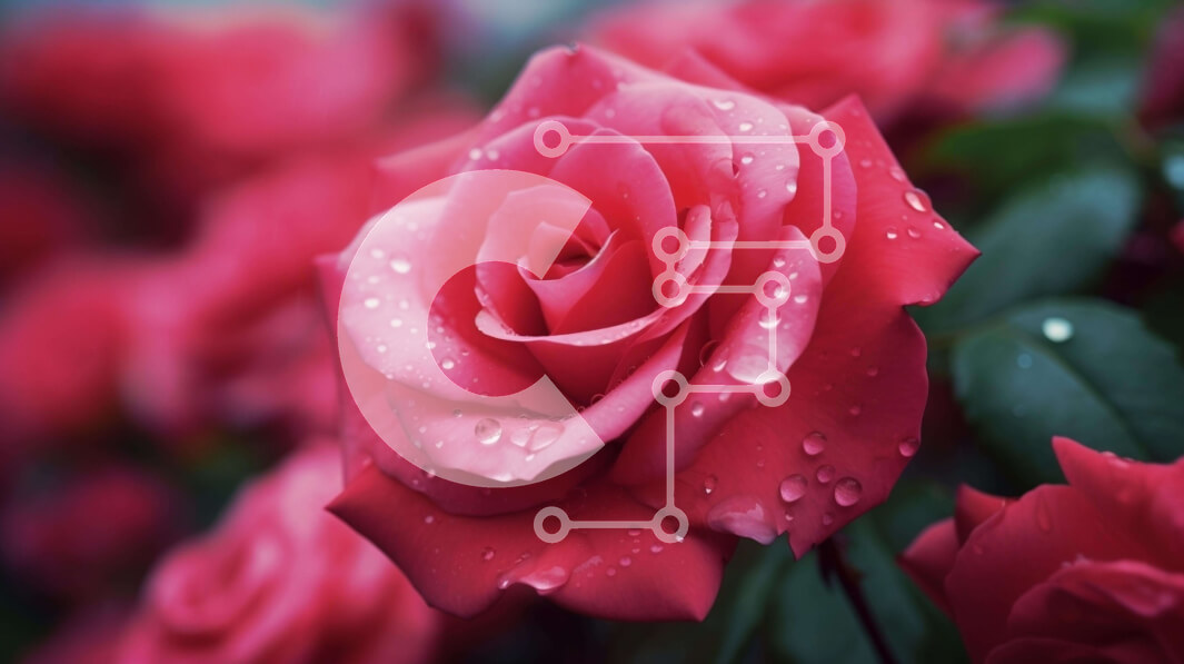 Intra Συλλεκτικό Ξύλινο Παζλ Plywood  4mm - Ομάδα κόκκινων τριαντάφυλλων με σταγονίδια νερού Σε Ξύλινο Κουτί - Διαστάσεις: 10x10 cm – 25 κομμάτια