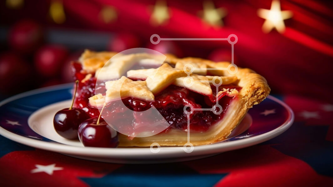 Σετ των 2 Intra Συλλεκτικό Ξύλινο Παζλ Plywood  4mm - Κερασόπιτα με κόκκινα, λευκά και μπλε διακοσμητικά Σε Ξύλινο Κουτί - Διαστάσεις: 10x10 cm – 25 κομμάτια