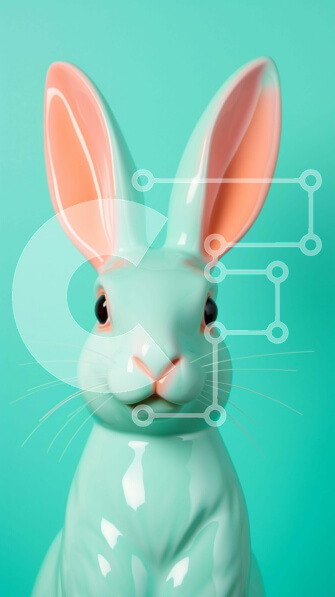 Intra Συλλεκτικό Ξύλινο Παζλ Plywood  4mm - Κεραμικό άγαλμα λαγουδάκι σε υδάτινο φόντο Σε Ξύλινο Κουτί - Διαστάσεις: 10x10 cm – 25 κομμάτια