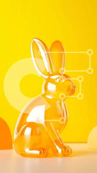 Intra Συλλεκτικό Ξύλινο Παζλ Plywood  4mm - Διαυγές πλαστικό ειδώλιο λαγουδάκι σε πορτοκαλί φόντο Σε Ξύλινο Κουτί - Διαστάσεις: 10x10 cm – 25 κομμάτια