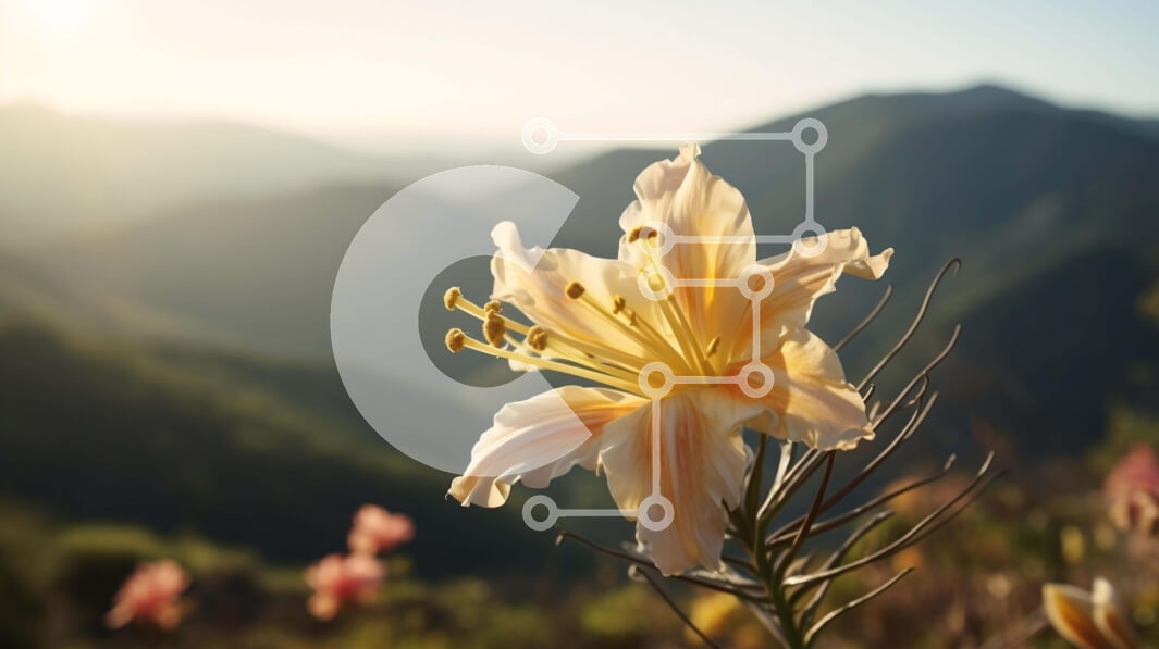 Intra Συλλεκτικό Ξύλινο Παζλ Plywood  4mm - Μονό κίτρινο λουλούδι με βουνά και λόφους Σε Ξύλινο Κουτί - Διαστάσεις: 10x10 cm – 25 κομμάτια