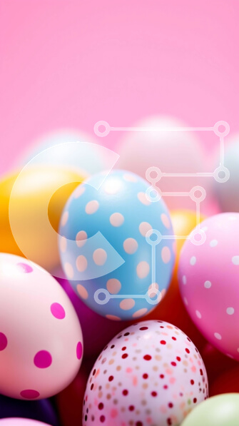 Intra Συλλεκτικό Ξύλινο Παζλ Plywood  4mm - Πολύχρωμα Πασχαλινά αυγά με πουά σε ροζ φόντο Σε Ξύλινο Κουτί - Διαστάσεις: 10x10 cm – 25 κομμάτια