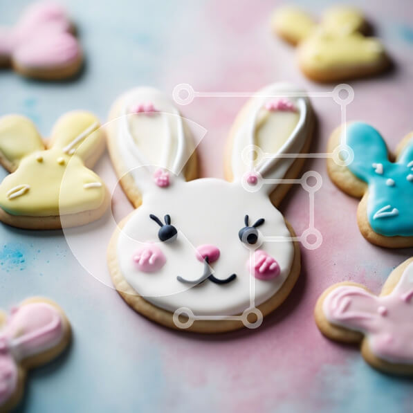 Σετ των 2 Intra Συλλεκτικό Ξύλινο Παζλ Plywood  4mm - Ποικιλία πασχαλινών μπισκότων λαγουδάκι στο τραπέζι Σε Ξύλινο Κουτί - Διαστάσεις: 10x10 cm – 25 κομμάτια