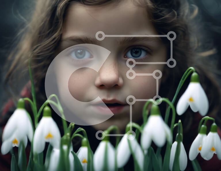 Intra Συλλεκτικό Ξύλινο Παζλ Plywood  4mm - Περίεργο νεαρό κορίτσι ανάμεσα σε λευκές χιονοστιβάδες Σε Ξύλινο Κουτί - Διαστάσεις: 10x10 cm – 25 κομμάτια