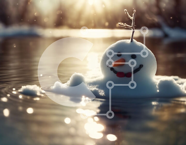 Intra Συλλεκτικό Ξύλινο Παζλ Plywood  4mm - Χιονάνθρωπος στο νερό με το φως του ήλιου Σε Ξύλινο Κουτί - Διαστάσεις Puzzle: 10x10 cm – 25 κομμάτια