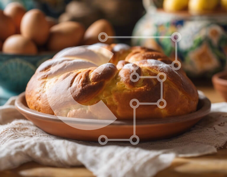 Σετ των 2 Intra Συλλεκτικό Ξύλινο Παζλ Plywood  4mm - Μπολ με ψωμί και φρέσκα φρούτα και λαχανικά Σε Ξύλινο Κουτί - Διαστάσεις: 10x10 cm – 25 κομμάτια