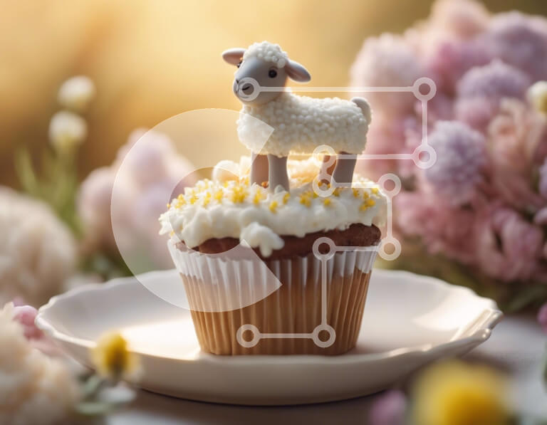 Σετ των 2 Intra Συλλεκτικό Ξύλινο Παζλ Plywood  4mm - Αξιολάτρευτο πρόβατο cupcake για τη γιορτή γενεθλίων Σε Ξύλινο Κουτί - Διαστάσεις: 10x10 cm – 25 κομμάτια