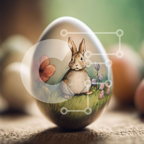 Intra Συλλεκτικό Ξύλινο Παζλ Plywood  4mm - Πασχαλινό αυγό με ζωγραφισμένο λαγουδάκι και διακοσμητικά Σε Ξύλινο Κουτί - Διαστάσεις: 10x10 cm – 25 κομμάτια