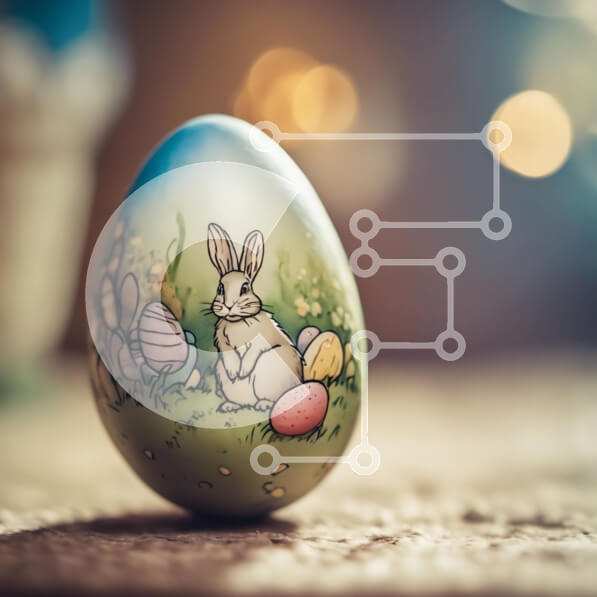 Intra Συλλεκτικό Ξύλινο Παζλ Plywood  4mm - Πασχαλινό αυγό με βαμμένο λαγουδάκι και πολύχρωμα αυγά στο γρασίδι Σε Ξύλινο Κουτί - Διαστάσεις: 10x10 cm – 25 κομμάτια