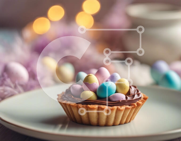 Σετ των 2 Intra Συλλεκτικό Ξύλινο Παζλ Plywood  4mm - Cupcake με πασχαλινό θέμα με σοκολατένια αυγά Σε Ξύλινο Κουτί - Διαστάσεις: 10x10 cm – 25 κομμάτια