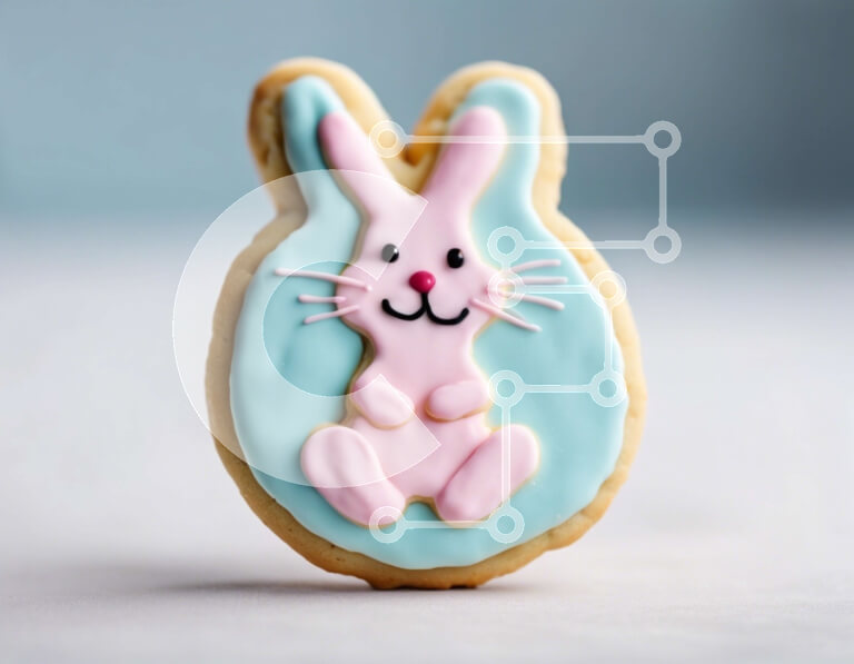 Σετ των 2 Intra Συλλεκτικό Ξύλινο Παζλ Plywood  4mm - Πασχαλινό μπισκότο σε σχήμα κουνελάκι με ροζ και μπλε παγετό Σε Ξύλινο Κουτί - Διαστάσεις: 10x10 cm – 25 κομμάτια