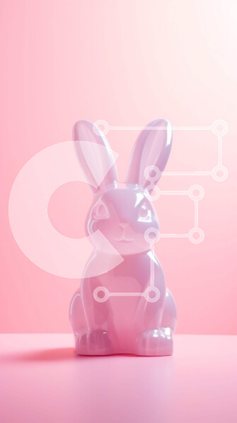 Intra Συλλεκτικό Ξύλινο Παζλ Plywood  4mm - Ροζ ειδώλια λαγουδάκι του Πάσχα σε ροζ φόντο Σε Ξύλινο Κουτί - Διαστάσεις Puzzle: 10x10 cm – 25 κομμάτια