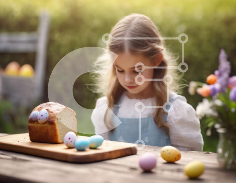 Intra Συλλεκτικό Ξύλινο Παζλ Plywood  4mm - Νεαρό κορίτσι με το λαγουδάκι του Πάσχα και τα πολύχρωμα αυγά Σε Ξύλινο Κουτί - Διαστάσεις: 10x10 cm – 25 κομμάτια