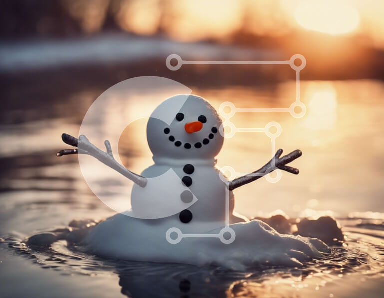 Intra Συλλεκτικό Ξύλινο Παζλ Plywood  4mm - Χιονάνθρωπος που κάθεται στο νερό με τα χέρια τεντωμένα Σε Ξύλινο Κουτί - Διαστάσεις Puzzle: 10x10 cm – 25 κομμάτια