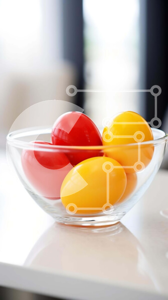 Intra Συλλεκτικό Ξύλινο Παζλ Plywood  4mm - Πολύχρωμα Πασχαλινά αυγά σε ένα γυάλινο μπολ Σε Ξύλινο Κουτί - Διαστάσεις: 10x10 cm – 25 κομμάτια