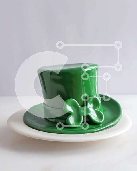 Σετ των 2 Intra Συλλεκτικό Ξύλινο Παζλ Plywood  4mm - Πιάτο κέικ με πράσινο καπέλο Σε Ξύλινο Κουτί - Διαστάσεις: 10x10 cm – 25 κομμάτια